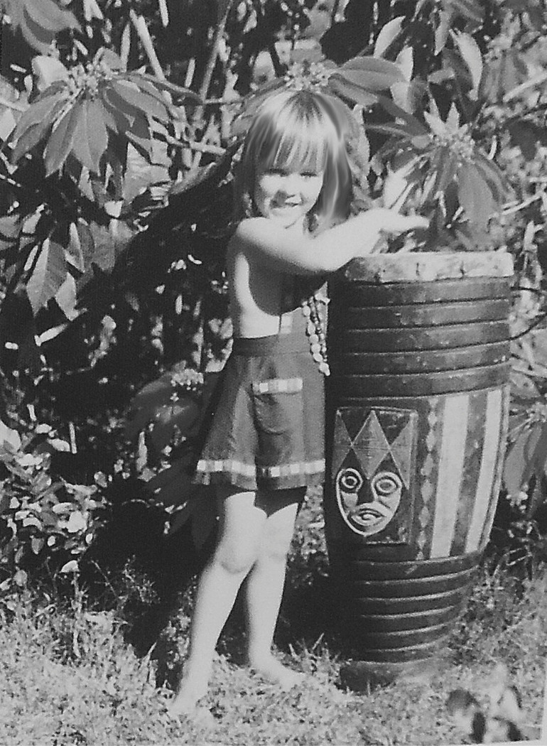 The very young Ingrid Weiersbye in a garden in Zimbabwe