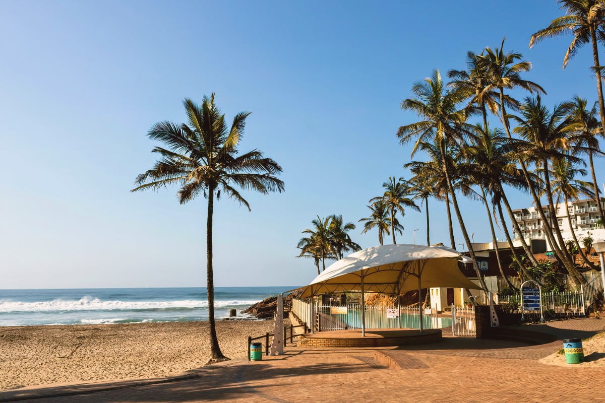 Margate Beach, with its palm trees and gentle beach, is popular with families and the young who love to people watch.