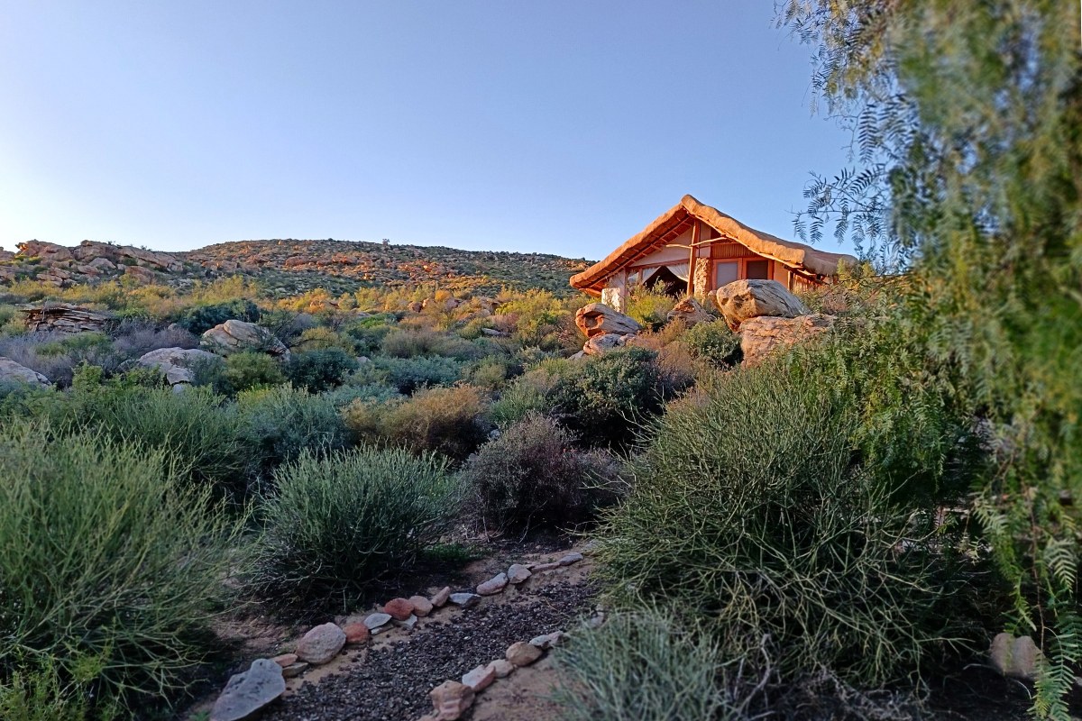 A strawbale cottage at Oudrif, an off-grid eco-stay in the Cederberg, South Africa.