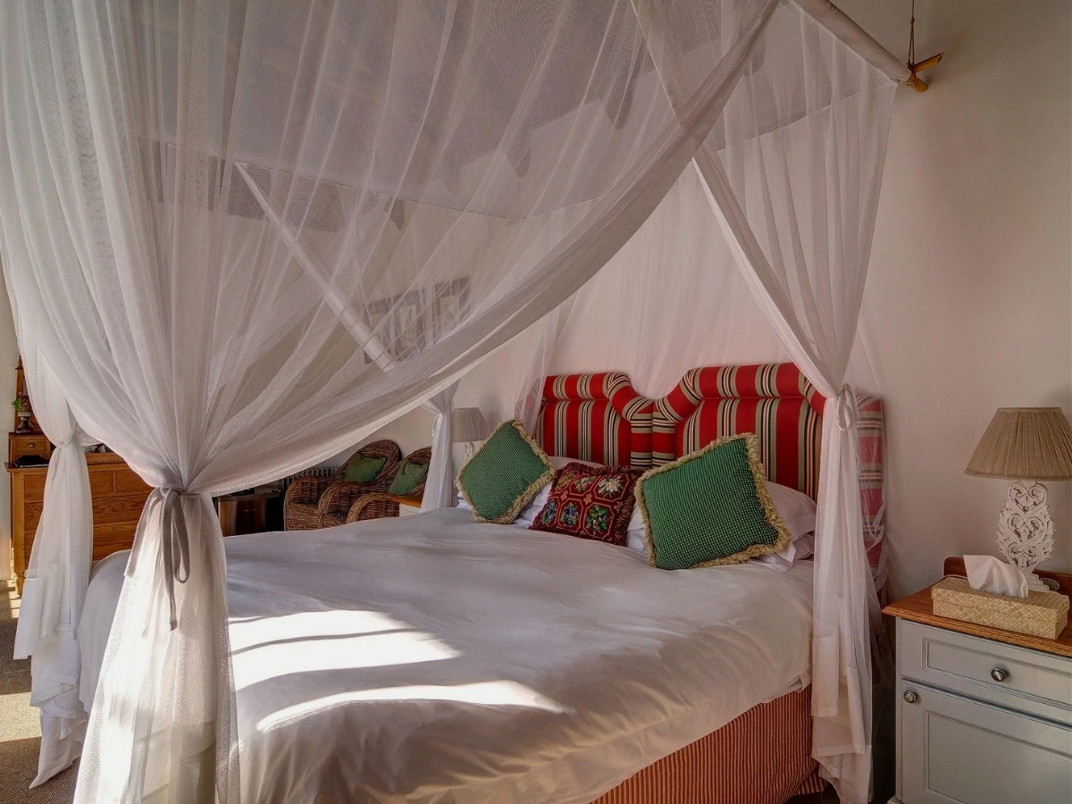 The Otter Suite at De Hoop Collection has a romantic bed with mosquito netting.