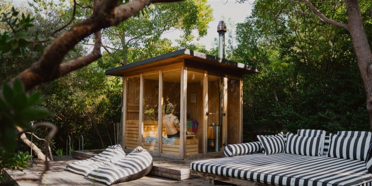 Sauna cabin set among the trees at Phakalane Retreat in Hout Bay